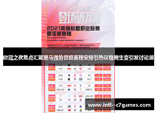 欧冠之夜焦点汇聚黑马强势晋级赛程安排引热议格局生变引发讨论潮